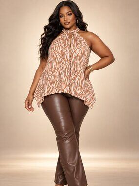 VENUS 1X Zebra Print Halter Blouse